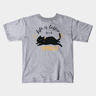 Life is better with a purring cat on your lap Kids T-Shirt